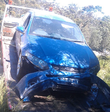 Pulling the car out of the ditch.